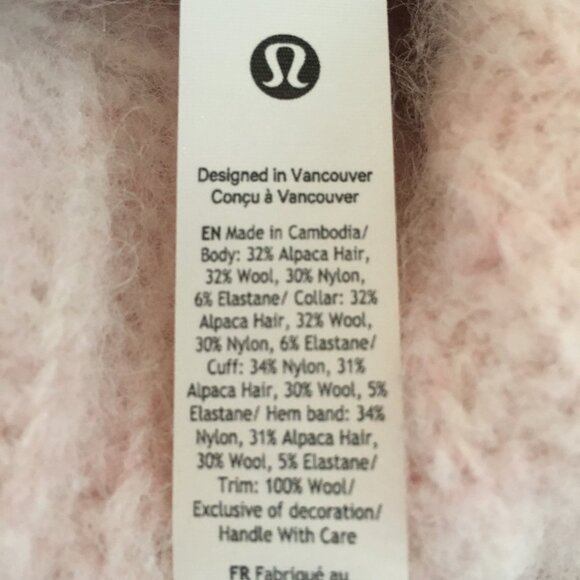 Lululemon Alpaca Wool-Blend Funnel-Neck Sweater Pink Mist Women's Size L - Picture 9 of 11